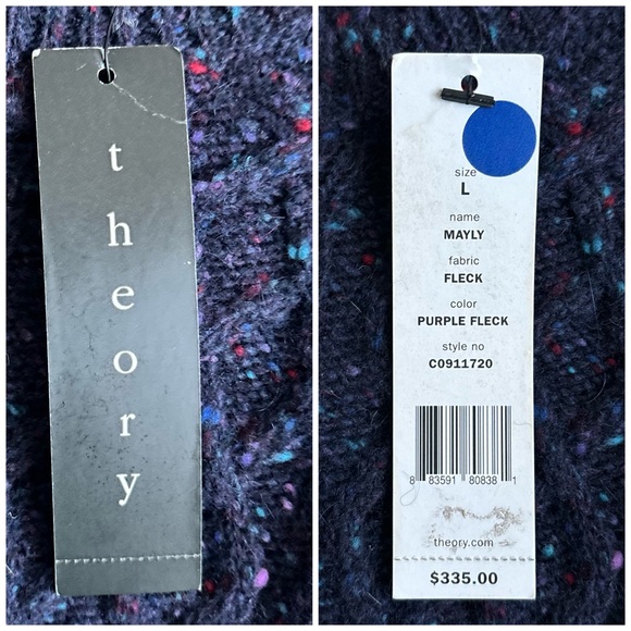 Theory Mayly Fleck Wool Mohair Cable Knit Sweater Dress Purple Fleck Size Large - Picture 16 of 17
